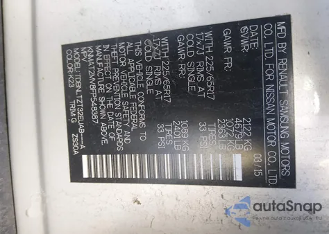 2015 Nissan Rogue Sv from USA, damaged, VIN KNMAT2MV8FP548387